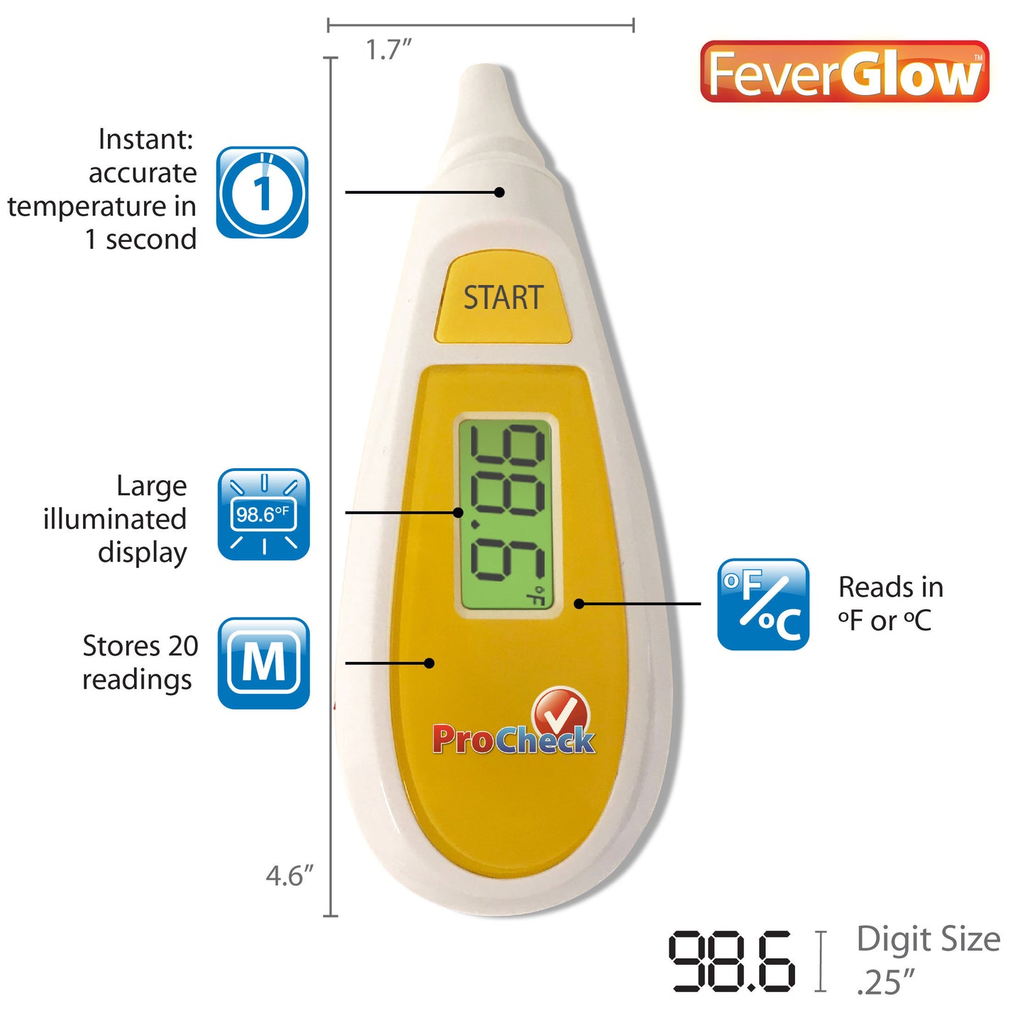 ProCheck Instant Ear Thermometer with Fever Indicator