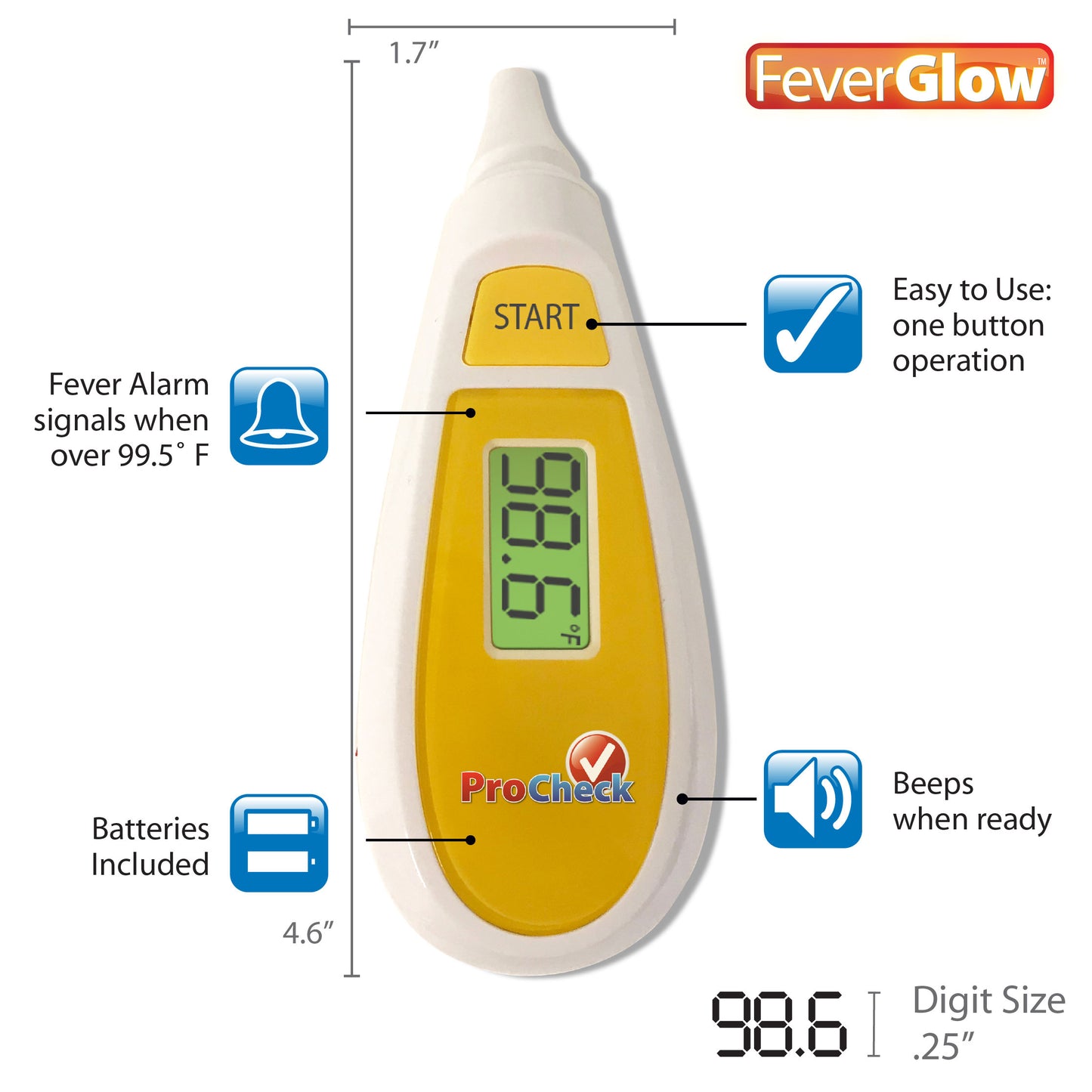 ProCheck Instant Ear Thermometer with Fever Indicator